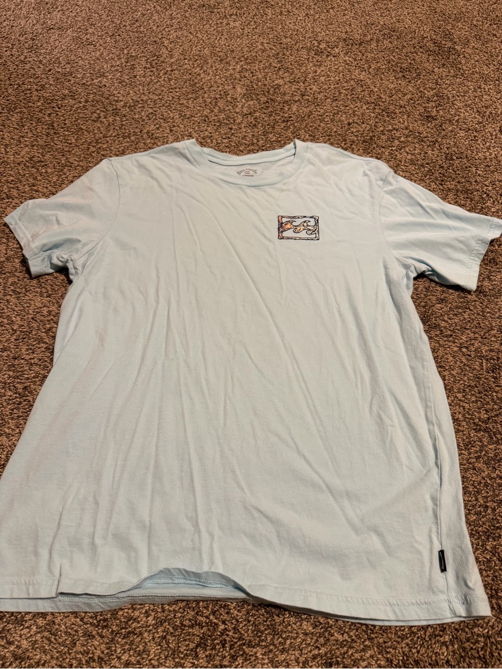 Billabong Men’s Pale Blue Short-Sleeve Tee with Small Chest Patch